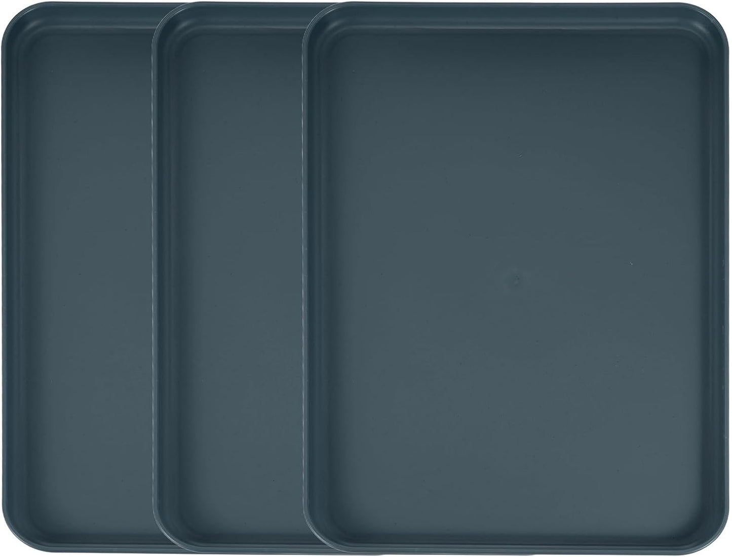 uxcell 3Pcs Plastic Serving Trays, 15 x 10.6 Inch Rectangle Food Trays Serving Cafeteria for Kitchen Restaurant Coffee Fruit Burger Lunch Dessert, Black