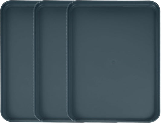uxcell 3Pcs Plastic Serving Trays, 15 x 10.6 Inch Rectangle Food Trays Serving Cafeteria for Kitchen Restaurant Coffee Fruit Burger Lunch Dessert, Black
