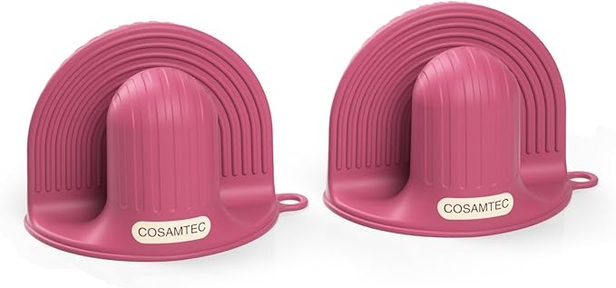 Silicone Oven Mitts Heat Resistant Mini Oven Gloves and Pot Holders Set for Kitchen Non Slip Waterproof Pinch Grips for Cooking and Baking Set of 2