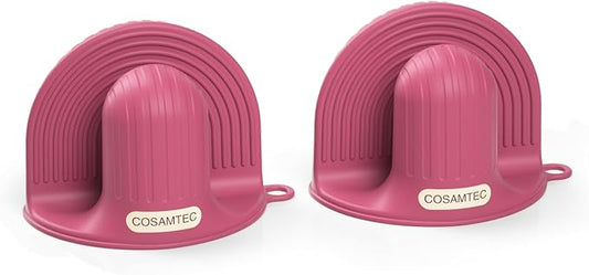 Silicone Oven Mitts Heat Resistant Mini Oven Gloves and Pot Holders Set for Kitchen Non Slip Waterproof Pinch Grips for Cooking and Baking Set of 2