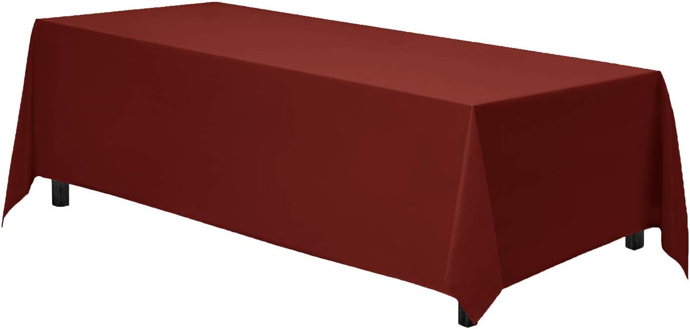 Gee Di Moda Rectangle Tablecloth - 90 x 132 Inch Burnt Orange Table Cloth for 6 Foot Table with Floor-Length Drop - Heavy Duty Washable Fabric - 6 Ft Buffet Table, Holiday Party, Wedding & Baby Shower