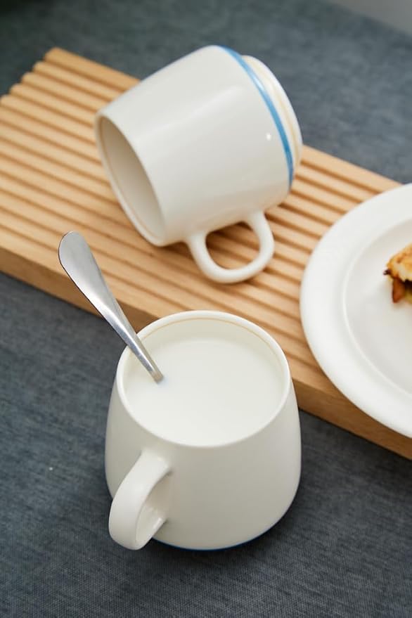 11 Ounce Porcelain Coffee Mugs Set of 6 with Handle Perfect for Coffee, Tea, Milk, Chocolate and Latte, Ceramic Coffee Cups Set for Man and Woman (Cozy Blue)