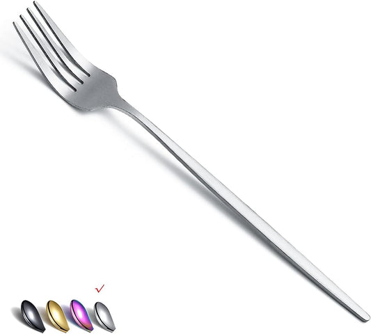 Matt Dinner Forks 6 Piece, Stainless Steel Dessert, Table, Salad Forks - Silverware Set for Home, Kitchen or Restaurant - Dishwasher Safe (Matt Silver-8.4 Inch)