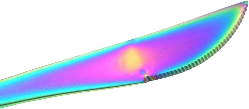 Gugrida 5 Pieces Matte Rainbow Flatware Set, 18/10 Stainless Steel Cutlery Sets Including Knife Fork Spoon w/Dessert Fork Teaspoon, Silverware Sets Service for 1