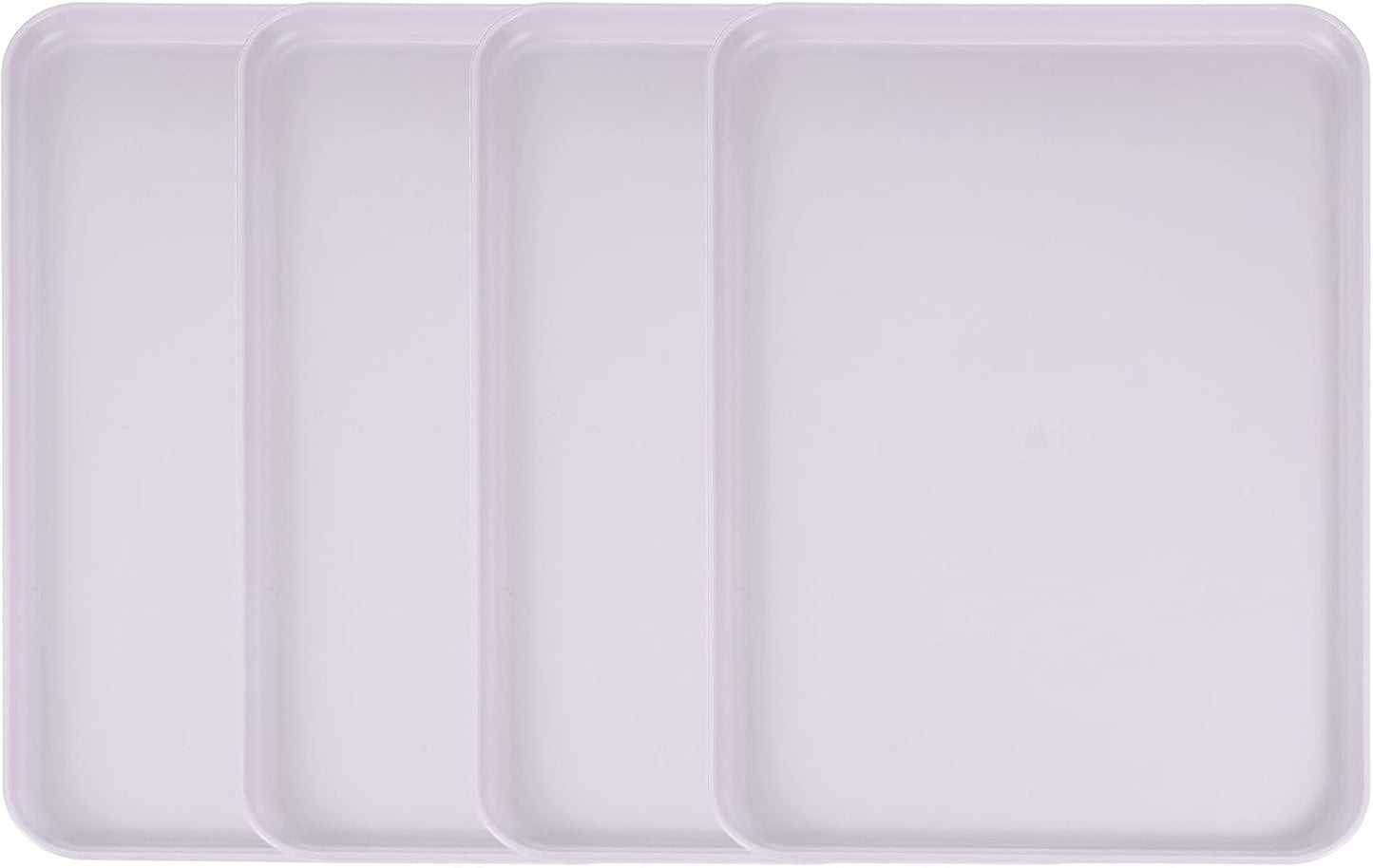 uxcell 4Pcs Plastic Serving Trays, 15 x 10.6 Inch Rectangle Food Trays Serving Cafeteria for Kitchen Restaurant Coffee Fruit Burger Lunch Dessert, Light Purple