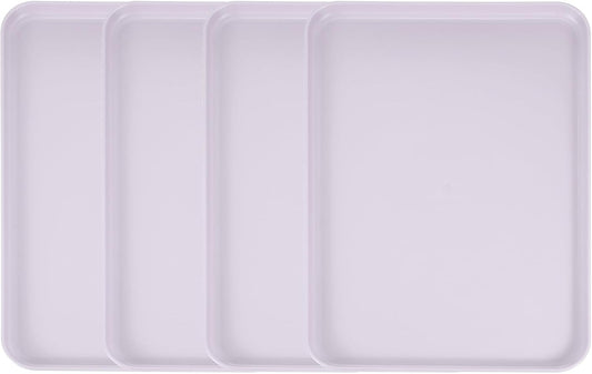 uxcell 4Pcs Plastic Serving Trays, 15 x 10.6 Inch Rectangle Food Trays Serving Cafeteria for Kitchen Restaurant Coffee Fruit Burger Lunch Dessert, Light Purple