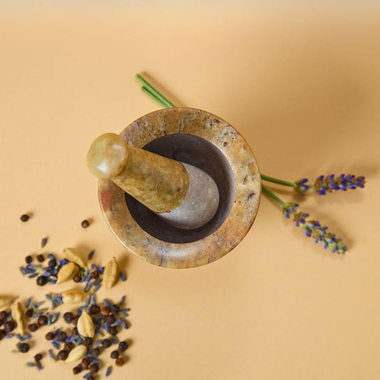 Mini Mortar Pestle Set, Kitchen Tools, Kitchen Countertop Decor, Grinding, Crushing, Herbs, Garlic, Nuts, Spices, Rustic Style, Handcrafted, Made from Soapstone, Natural Beige