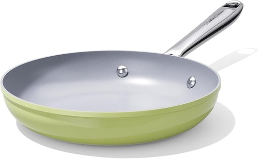 Nonstick Ceramic Frying Pan 10" Non Toxic Cooking Skillet for Eggs Pancakes & Stir Fry Even Heat Distribution PTFE/PFOA/PFAS Free Oven Safe Up to 500°F All Cooktops Compatible, Olive Green