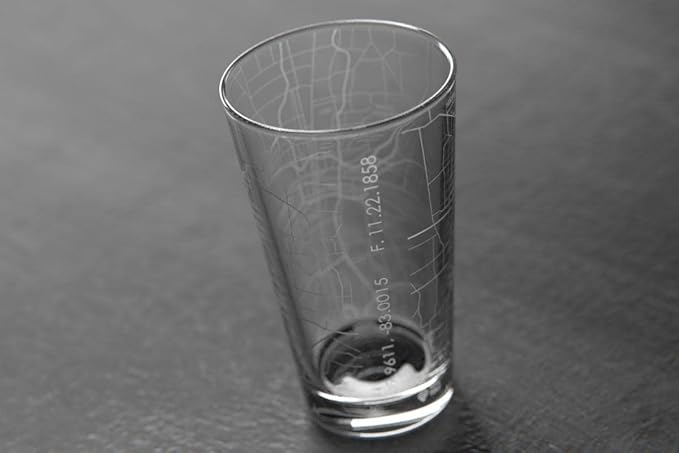 Well Told Engraved Columbus Ohio Map Pint Glass, Etched Beer Gift (16 oz, Clear) City Map Pint, Custom City Glassware, Gifts For Beer Lovers