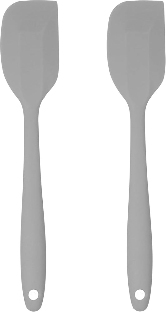 Silicone Spatula Set – 2-Piece Set of Rubber Spatulas for Non-Stick Cookware – Kitchen Tools and Accessories with Comfortable Handles, Heat-Resistant Utensils for Cooking and Baking – Grey