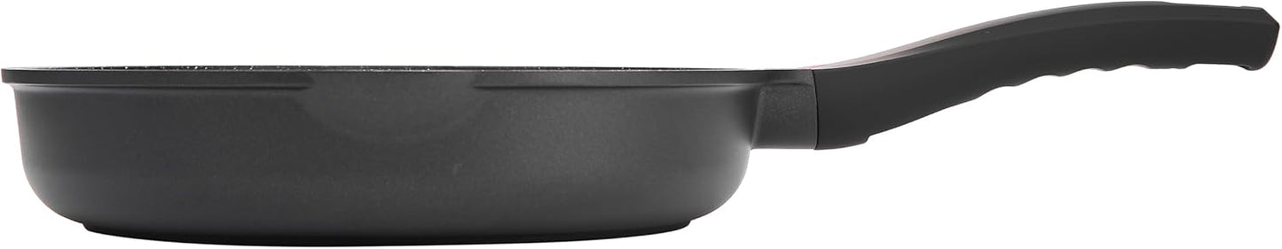 9.5 Inch Non Stick Frying Pan Granite Coated with Pour Spout - 1.9 Quart Skillets & Frying Pans with Comfort Stay Cool Grip Handle - Induction Compatible- Non Toxic PFOA Free Cookware (Black)