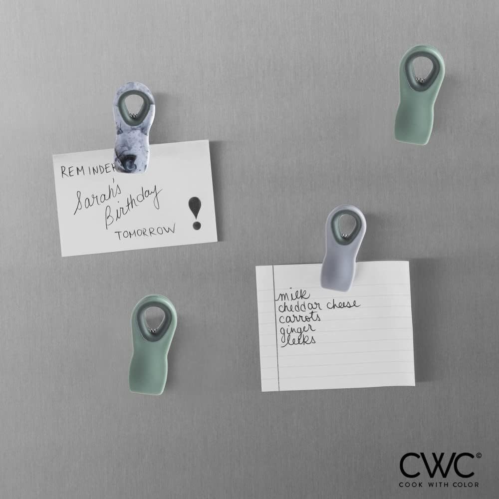 COOK WITH COLOR Bag Clips with Magnet- Food Clips, Chip Clips, Bag Clips for Food Storage with Airtight Seal Grip for Bread Bags, Snack Bags and Food Bags (Green Ombre, Pack of 20)