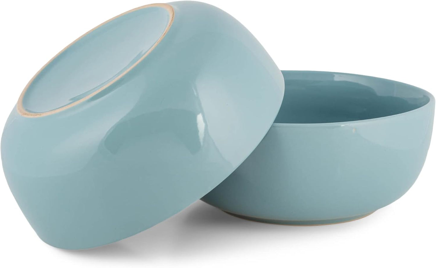 Elanze Designs Bistro Glossy Ceramic 8.5 inch Large Serving Bowls Set of 2 - Perfect for Multiple Everyday Uses: Pasta, Salad, Ramen, Soup, Popcorn, Noodles, Cereal and Mixing Bowls, Ice Blue