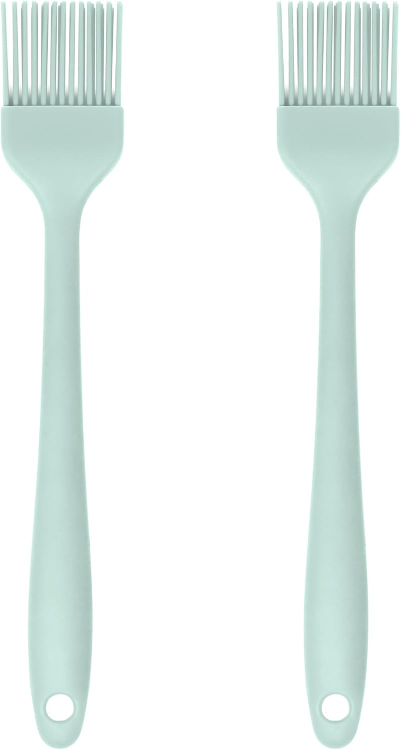 Silicone Pastry Brush Set – 2-Piece Set of Basting Brushes for Cuisine and BBQ – Kitchen Tools and Accessories with Comfortable Handles, Heat-Resistant Utensils for Cooking & Baking – Pastel Green