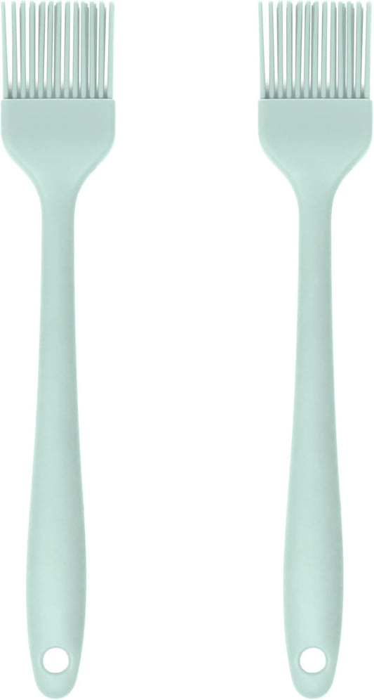 Silicone Pastry Brush Set – 2-Piece Set of Basting Brushes for Cuisine and BBQ – Kitchen Tools and Accessories with Comfortable Handles, Heat-Resistant Utensils for Cooking & Baking – Pastel Green