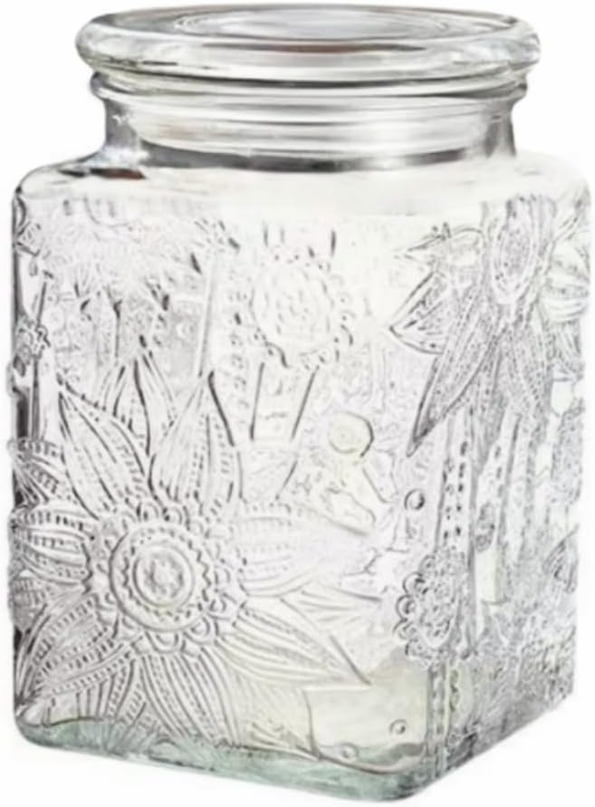 Vintage Glass Jar, 25.3 FL OZ Food Storage Jar with Lid, Decorative Jar for Home Kitchen Coffee, Tea, Candy, Sugar Jar