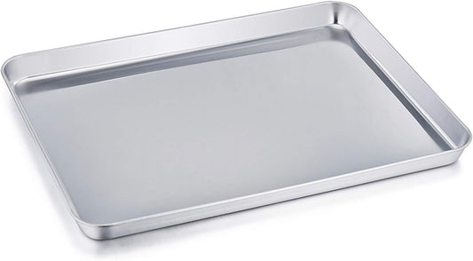 TeamFar Baking Sheet, Stainless Steel Baking Pan Cookie Sheet, Healthy & Non Toxic, Rust Free & Less Stick, Easy Clean & Dishwasher Safe