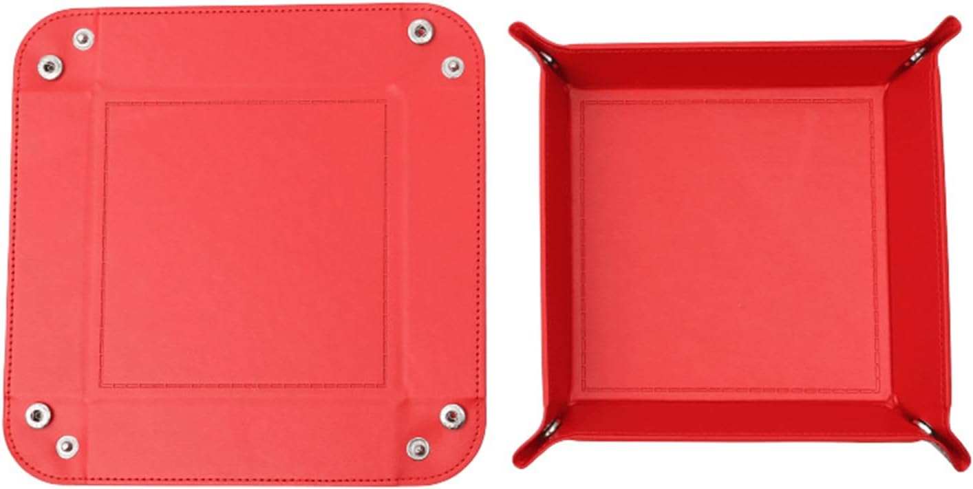 siduater Valet Tray Desktop Storage Organizer – Vegan Leather Catchall Tray Bedside Vanity Tray Nightstand Caddy Holder for Remote Controller, Watch, Keys, Phone, Wallet, Coin, Jewelry, Red