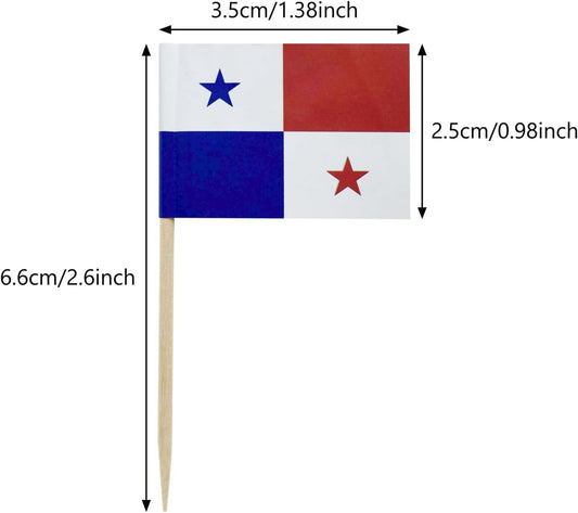 100PCS Panama Flag Panamanian Small Toothpick Flag Decor Mini Cupcake Toppers Cocktail Food Flags Cocktail Picks
