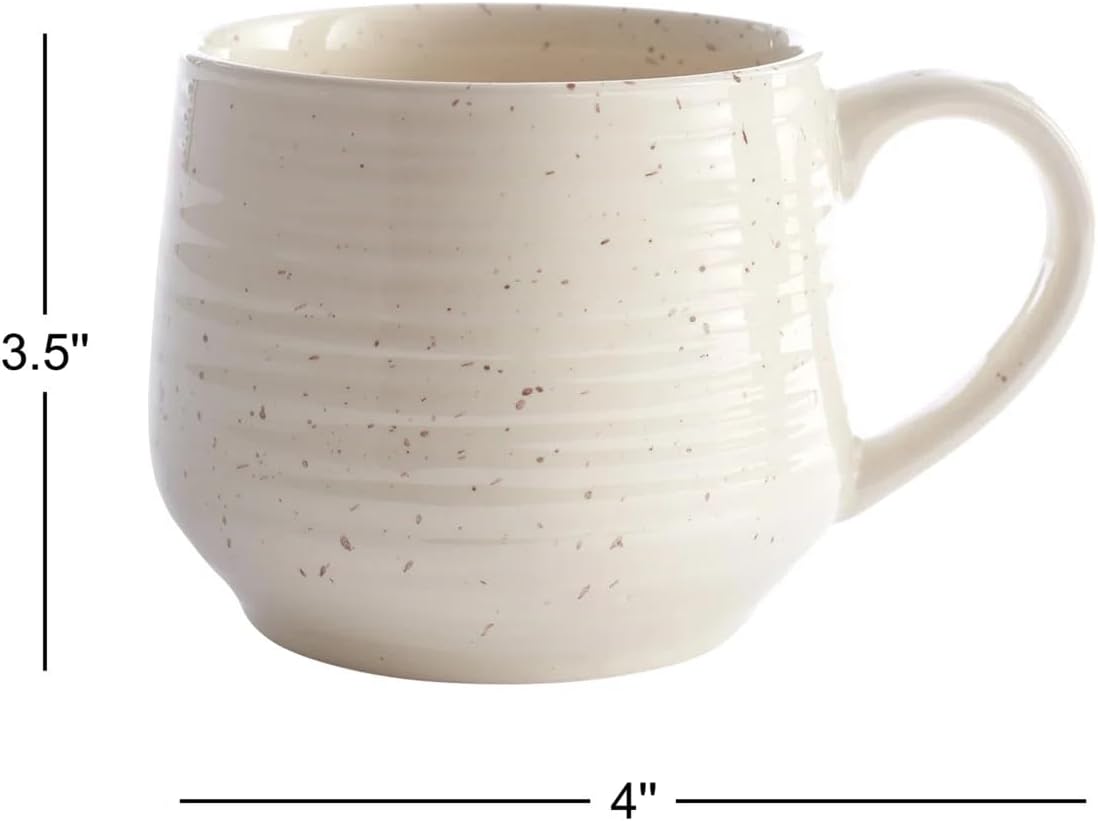 Sango 17.5 oz Stoneware Coffee Mugs Set of 4, Rustic Ceramic Mug with Speckled Reactive Glaze, Large Pottery Drinkware for Coffee or Tea, Dishwasher & Microwave Safe Mugs, Siterra Painter’s Palette