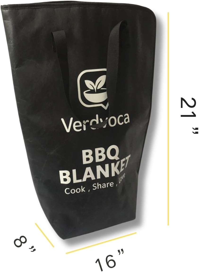 BBQ Blanket for Resting Brisket 21”×16”, Breathable Insulated Meat Wrap for Competition & Camping, Reusable Barbecue Pork Butt Holder, Portable Smoking Accessory, Updated Pro Tyvek Black