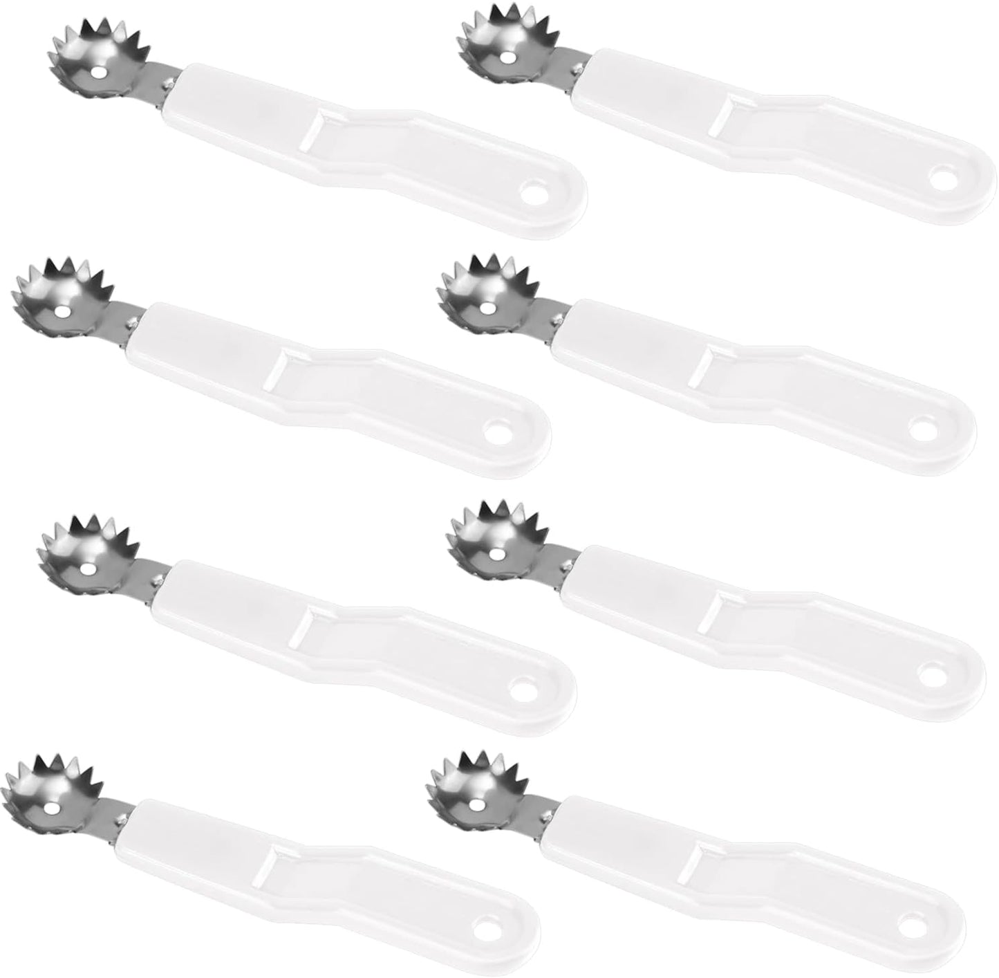 8pcs Stainless Steel Fruit Corer Tool, Tomato Strawberry Huller Vegetable Stem Remover Kitchen Gadget for Easy Fruit Balling (White)