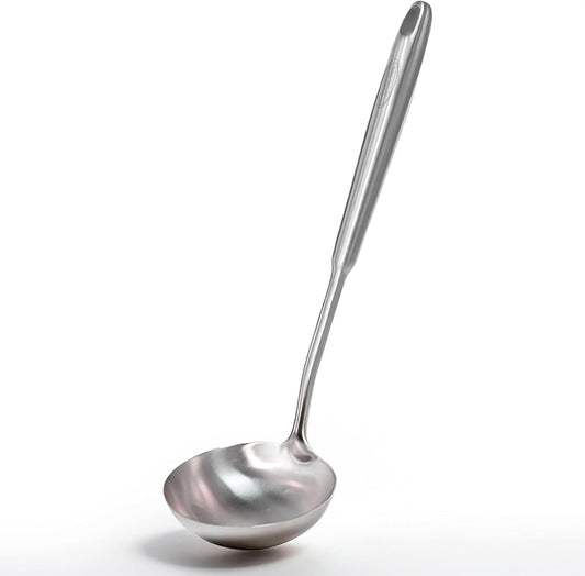 Deep Stainless Steel 13.7 Inches Newness Soup Ladle,[Rustproof, Heat Resistance, Integral Forming]Resilient 304 Stainless Steel Soup Spoon with Vacuum Ergonomic Round Handle, Cooking Spoon for Kitchen