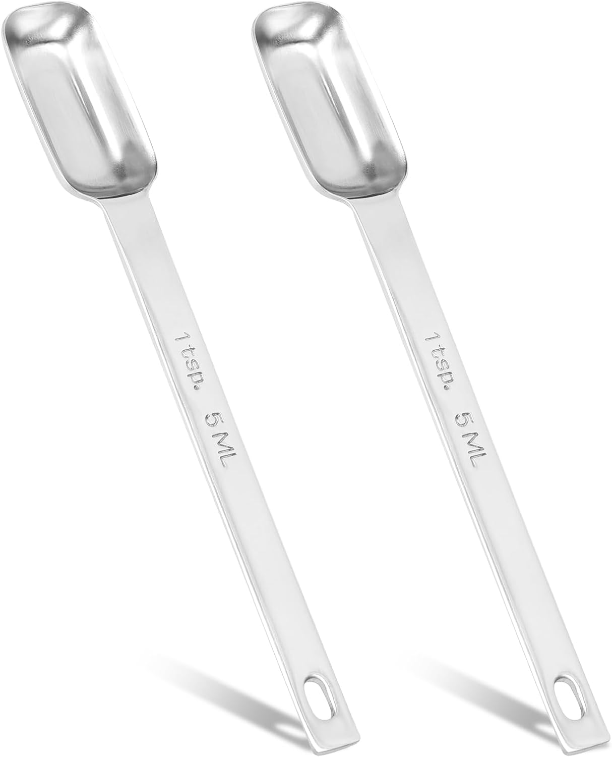 2Pcs 1 Teaspoon Stainless Steel Single Measuring Spoon 5 ML Teaspoon Rectangular Individual Measuring Spoons (1Tsp | 5 ML | 5 cc | 1/3 Tablespoon)