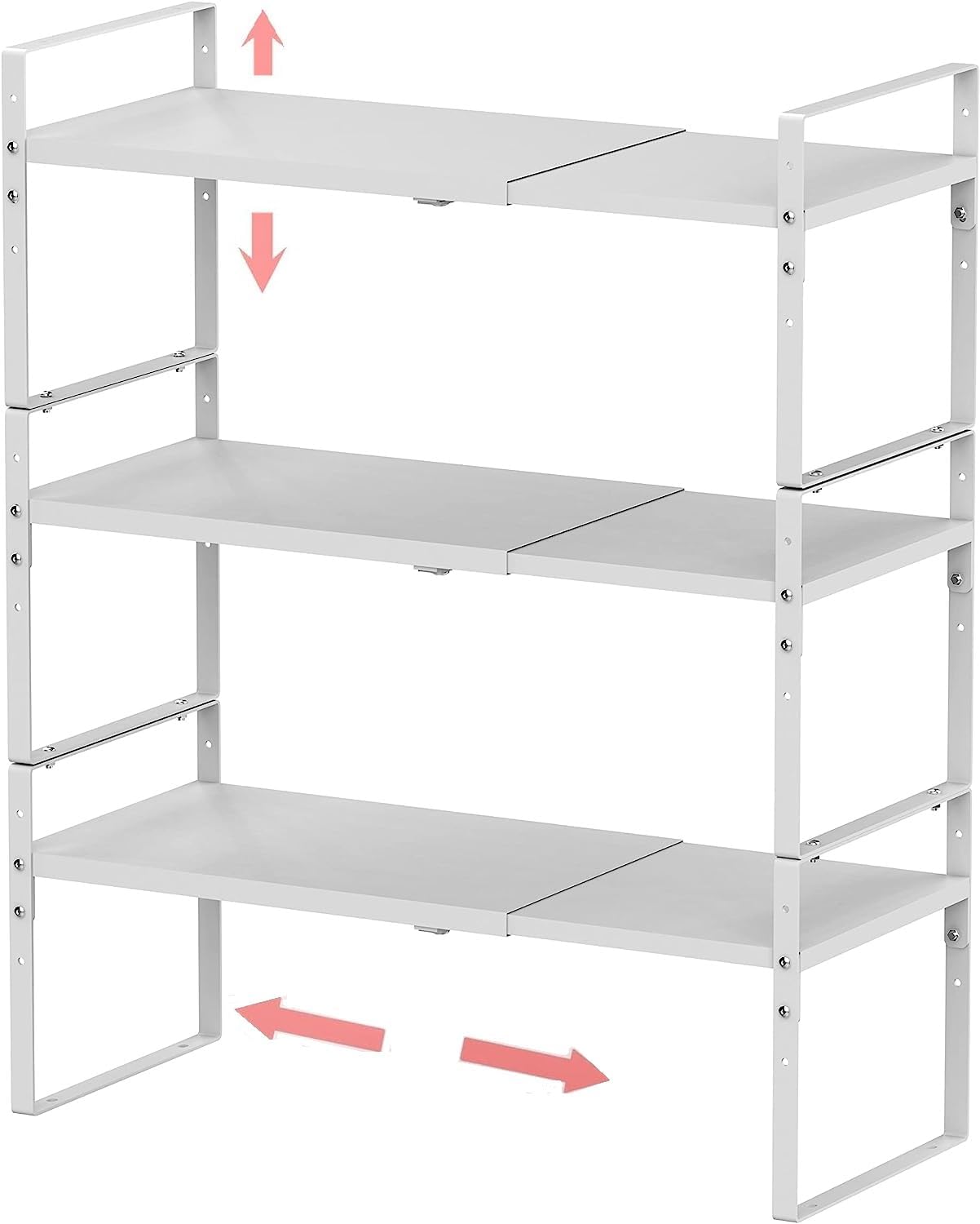 Expandable Stackable Spice Rack Cabinet Shelf Organizer in Cabinets Shelves Kitchen Cupboard Organization Stack up Racks Pantry Countertop Storage Medium/White 3 Packs