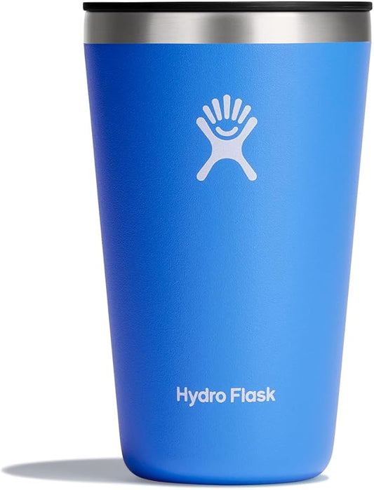 Hydro Flask All Around Tumbler Press-In Lid, Insulated Travel Mug, Stainless Steel Coffee Cup 16 Oz Cascade Blue