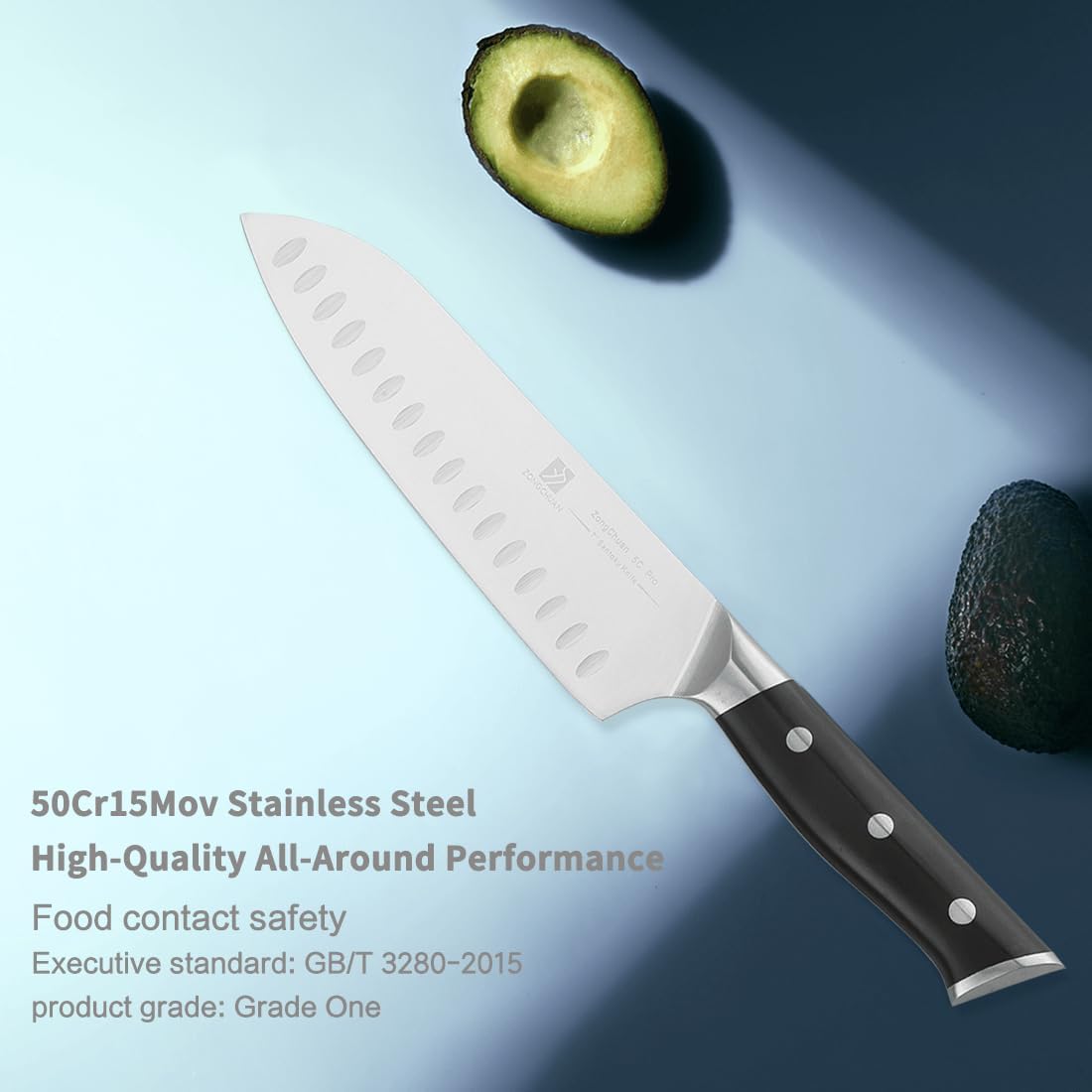 7 Inch Santoku Knife Sharp Knife Home Cooking Chef Gifts for Women Men: Sharp Kitchen Knife Ultra-Smooth Cutting Experience,All-Around Performance 50Cr15Mov Stainless Steel,Ergonomic Black Handle