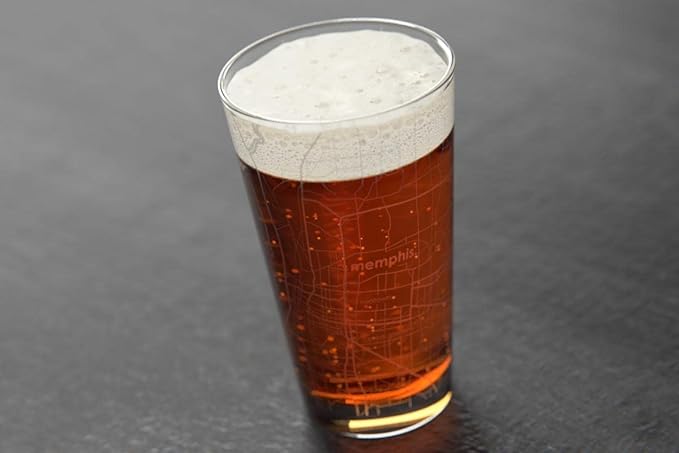 Well Told Engraved Memphis Tennessee Map Pint Glass, Etched Beer Gift (16 oz, Clear) City Map Pint, Custom City Glassware, Gifts For Beer Lovers