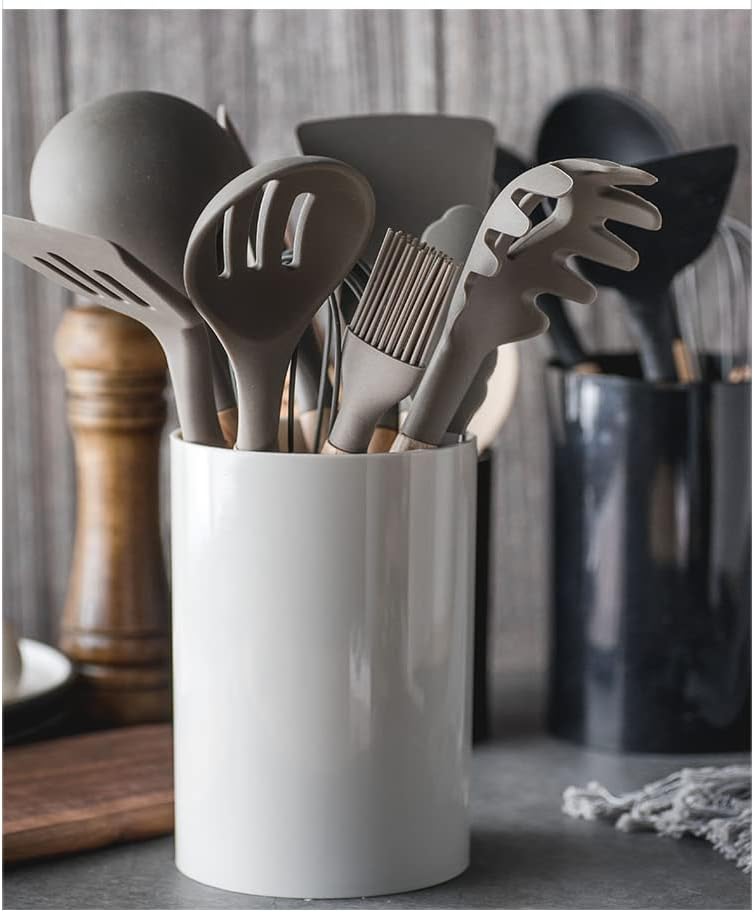 kitchen Utensil Crocks Large Utensil Crock, White Ceramic Cooking Utensil Organizer for Farmhouse Kitchen Decor Gift