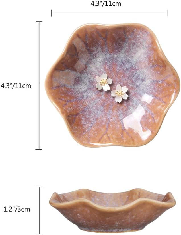 Lotus Leaf Shape Ring Holder Dish, Small Key Bowl, Ceramic Trinket Tray Jewelry Dish Organizing Necklace Earrings for Mom Friend Sister. All Jewelries Are NOT Included. Purple.