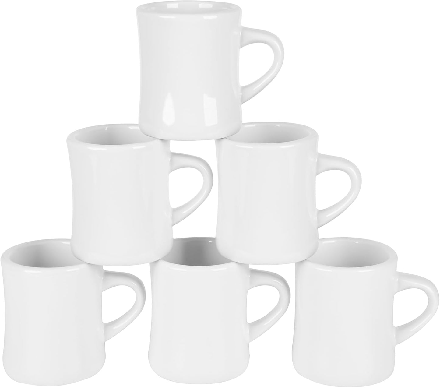 11oz Ceramic Coffee Mug set Stoneware Coffee Cups Set for Restaurant, Diner, Farmhouse, Coffee Shop, Home set of 6 (white)