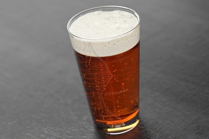 Well Told Engraved Milwaukee Wisconsin Map Pint Glass, Etched Beer Gift (16 oz, Clear) City Map Pint, Custom City Glassware, Gifts For Beer Lovers