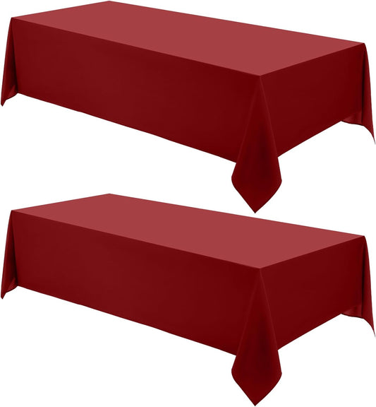 Rectangle Tablecloths 90x132 Inch 2 Pack Red Tablecloth Washable Decorative Linen Polyester Table Cloths for Dining Table Banquets Buffet Parties and Wedding