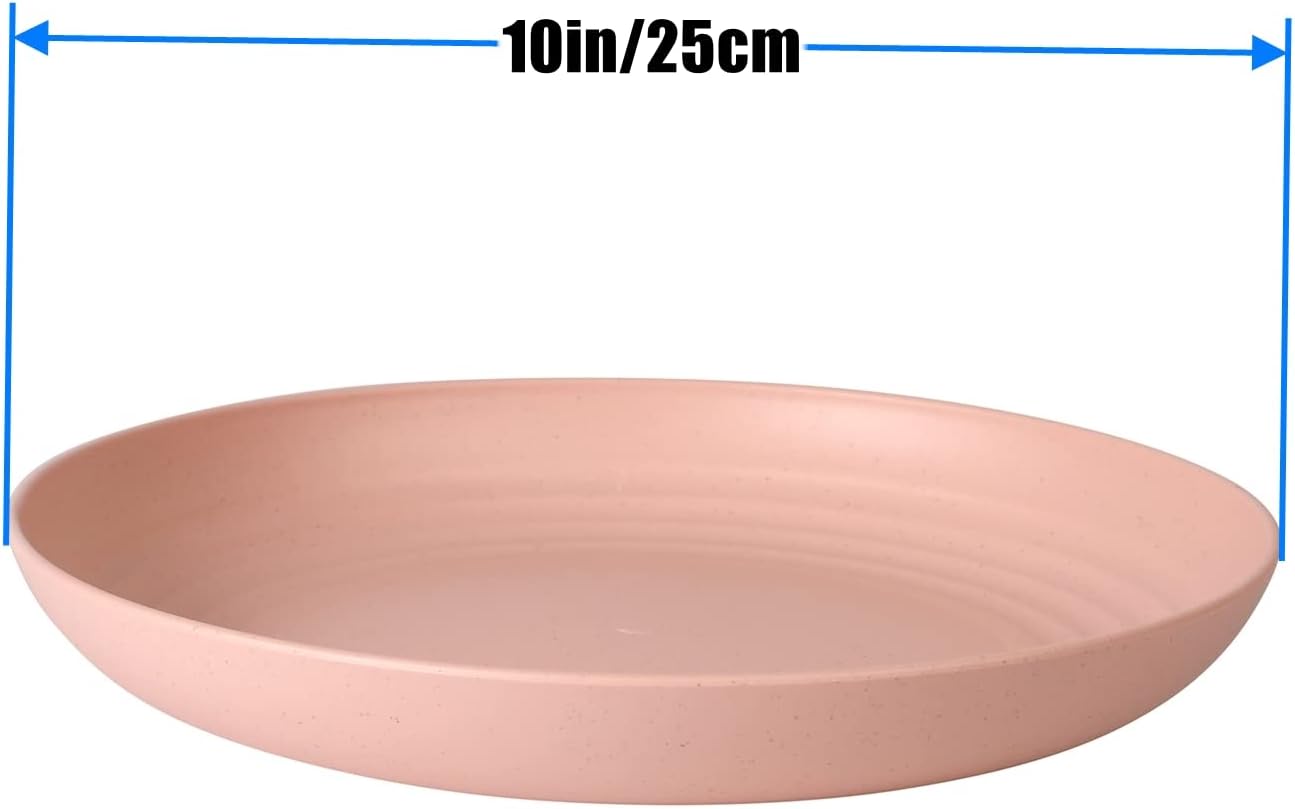 Wheat Straw Plates Lightweight Unbreakable Dinner Dishes Plates Set Dishwasher & Microwave Safe (Extra Large 4 Pack 10')