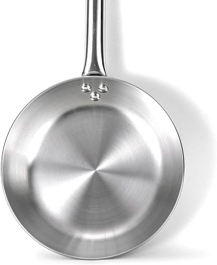 HOMICHEF Mirror Polished NICKEL FREE 8-Inch Fry Pan Stainless Steel (No Toxic Non Stick Coating) - Skillet Pan Flat Bottom Fry Pans - Omelette Pan Egg Pan - Induction Cookware Frying Pan