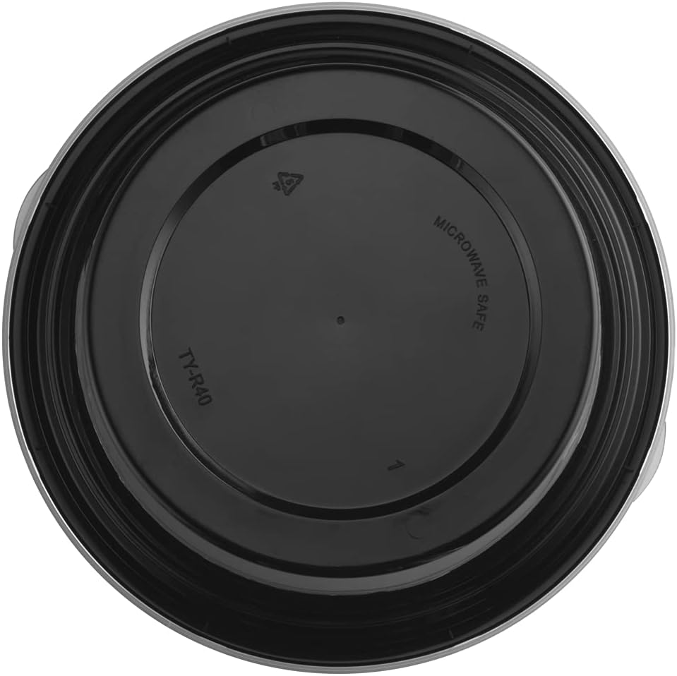 TIYA Food Containers – 40 oz Bulk 150 Pack with Lids – Plastic Food Storage To-Go Round Bowls – Reusable, Microwavable, Dishwasher Safe – Leak-Proof and Great for Meal Prep – BPA-Free