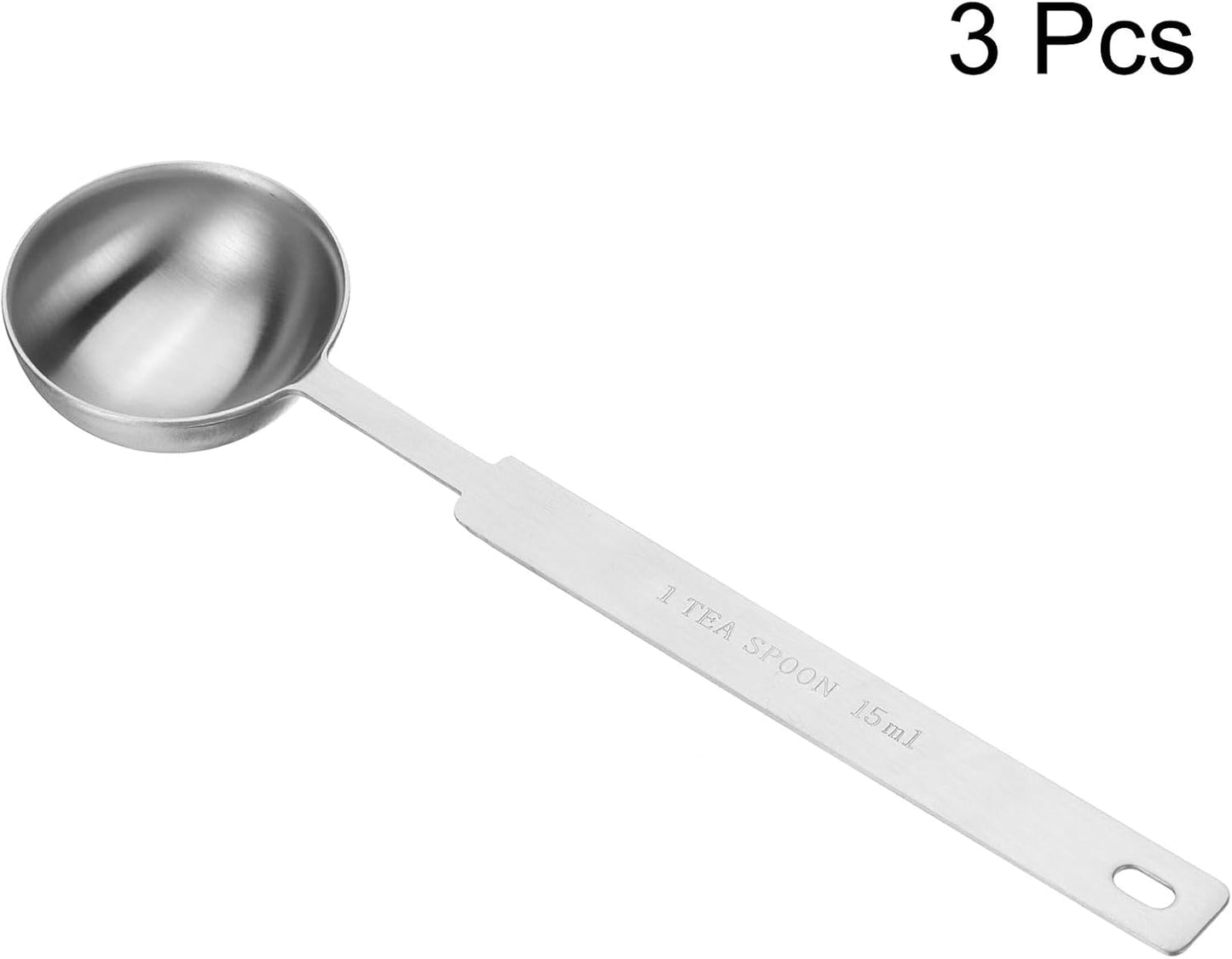 HARFINGTON 3pcs Single Measuring Spoon 3tsp (1tbsp, 15ml) Teaspoon/Tablespoon 430 Stainless Steel Single Tiny Square Bowl Measuring Spoon Long Handle Measure Scoop