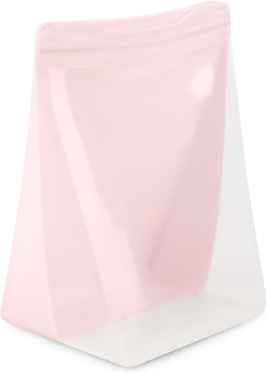 W&P Porter Silicone Reusable Storage Bag, Sandwich (36oz Stand-Up), Blush, Food Storage Container, Microwave and Dishwasher Safe, Easy Cleaning