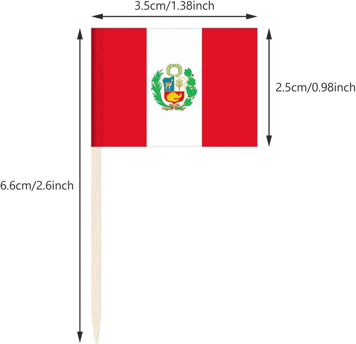 100 Pack Peru Flag Peruvian Toothpick Flags, Cocktail Picks Mini Stick Cupcake Toppers Country Picks Party Decoration Celebration Cocktail Food Bar Cake Flags (Peru)