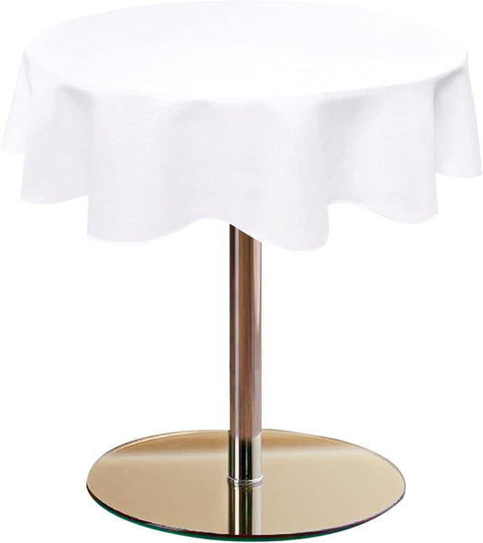 Hiasan Round Tablecloth 45 Inch Linen - Wrinkle and Stain Resistant Washable Polyester Fabric Table Cloth for Dining Room Kitchen Party, White
