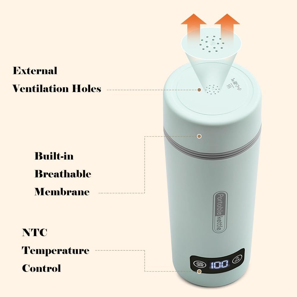 110V 350ml Portable Electric Kettle for Travel, 4 Temperature Control, 304 Stainless Steel, Kettle with LED Screen, Mini Water Heater
