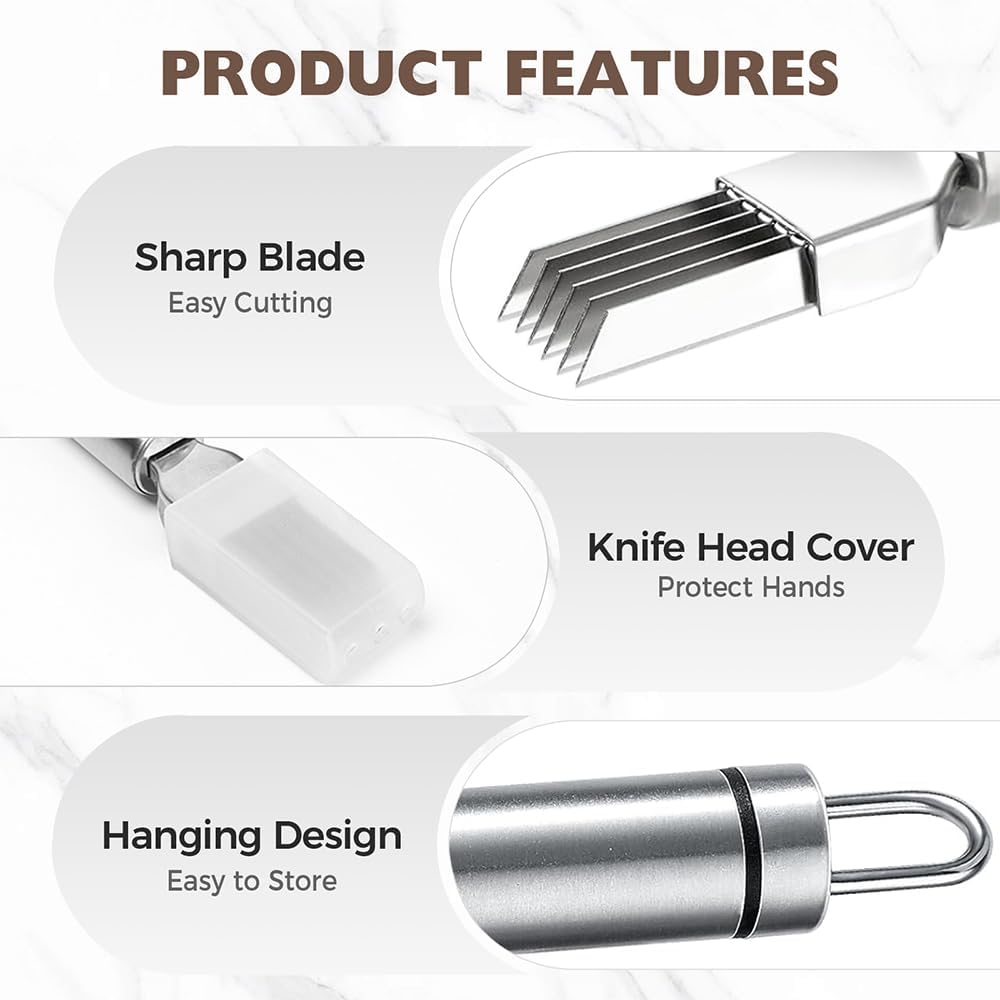 Shred Silk The Knife, 2025 Green Onion Cutter Stainless Steel Chopped Kitchen Slicing Tool Cutter for Vegetables Onion Garlic, Multifunctional Kitchen Food Vegetable Cutter Kitchen Gadget (B 2Pack)