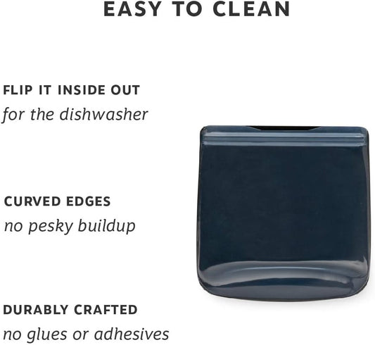 W&P Porter Silicone Reusable Storage Bag, Sandwich (34oz Flat), Charcoal, Food Storage Container, Microwave and Dishwasher Safe, Easy Cleaning