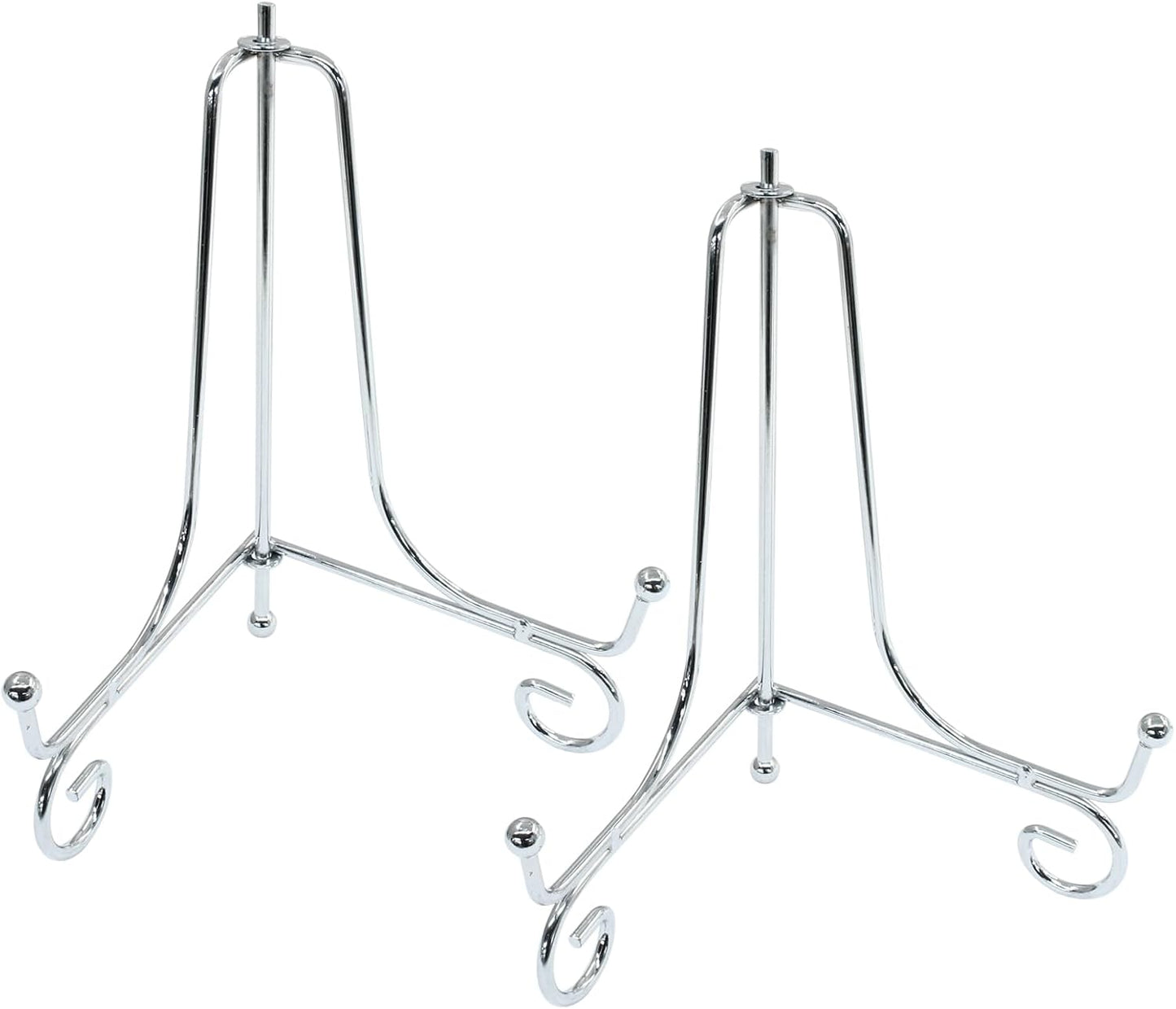 Hordion 2 Pack Plate Stand, 6 Inch Silver Iron Easel Photo Display Stand Plate Holder for Picture Frame Book Tabletop Art Platter