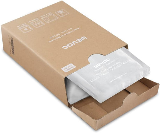 Wevac 8” x 12” 200 Count Food Vacuum Sealer Bags Keeper, PreCut Quart, Ideal for Food Saver, BPA Free, Commercial Grade, Great for storage, meal prep and Sous Vide