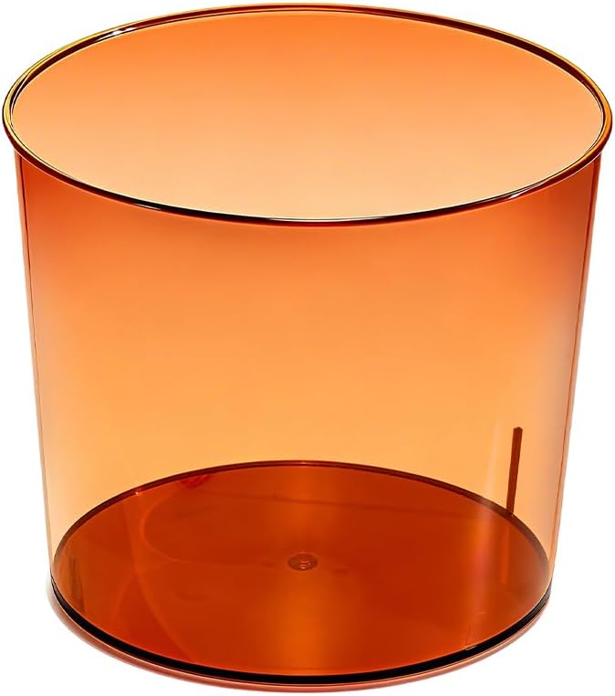 Bathroom Trash Can 6.5 x 5.7 x 6.1 Inch Small Trash Can Plastic Wastebasket Large Capacity Orange Round Garbage Can for Bathroom Bedroom Office Kitchen Dorm Room (S)